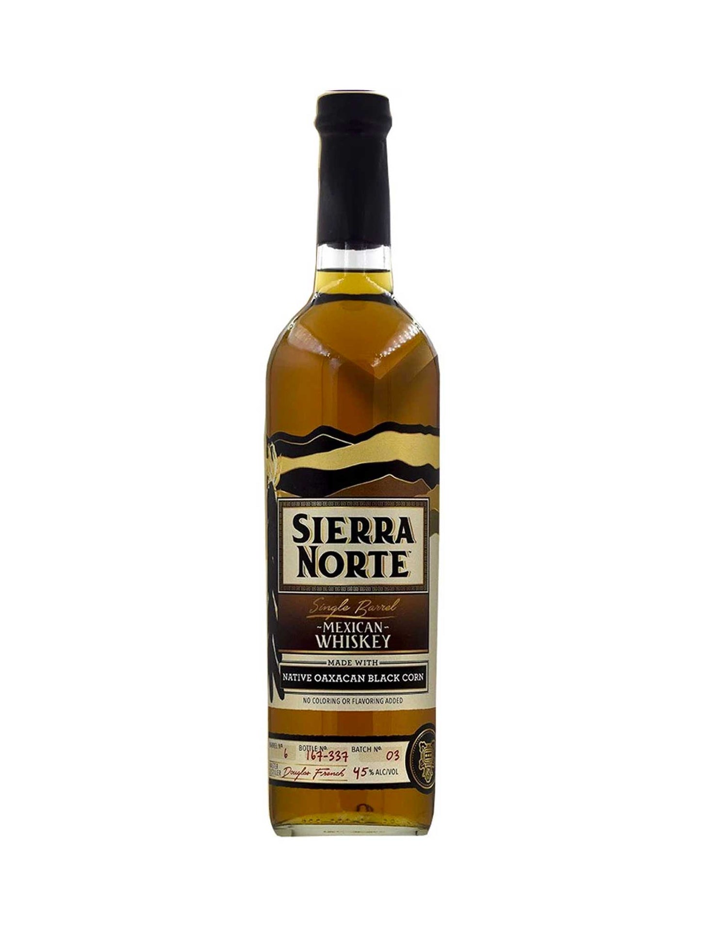Sierra Norte Single Barrel Mexican Whiskey Negro 45% ABV 750mL