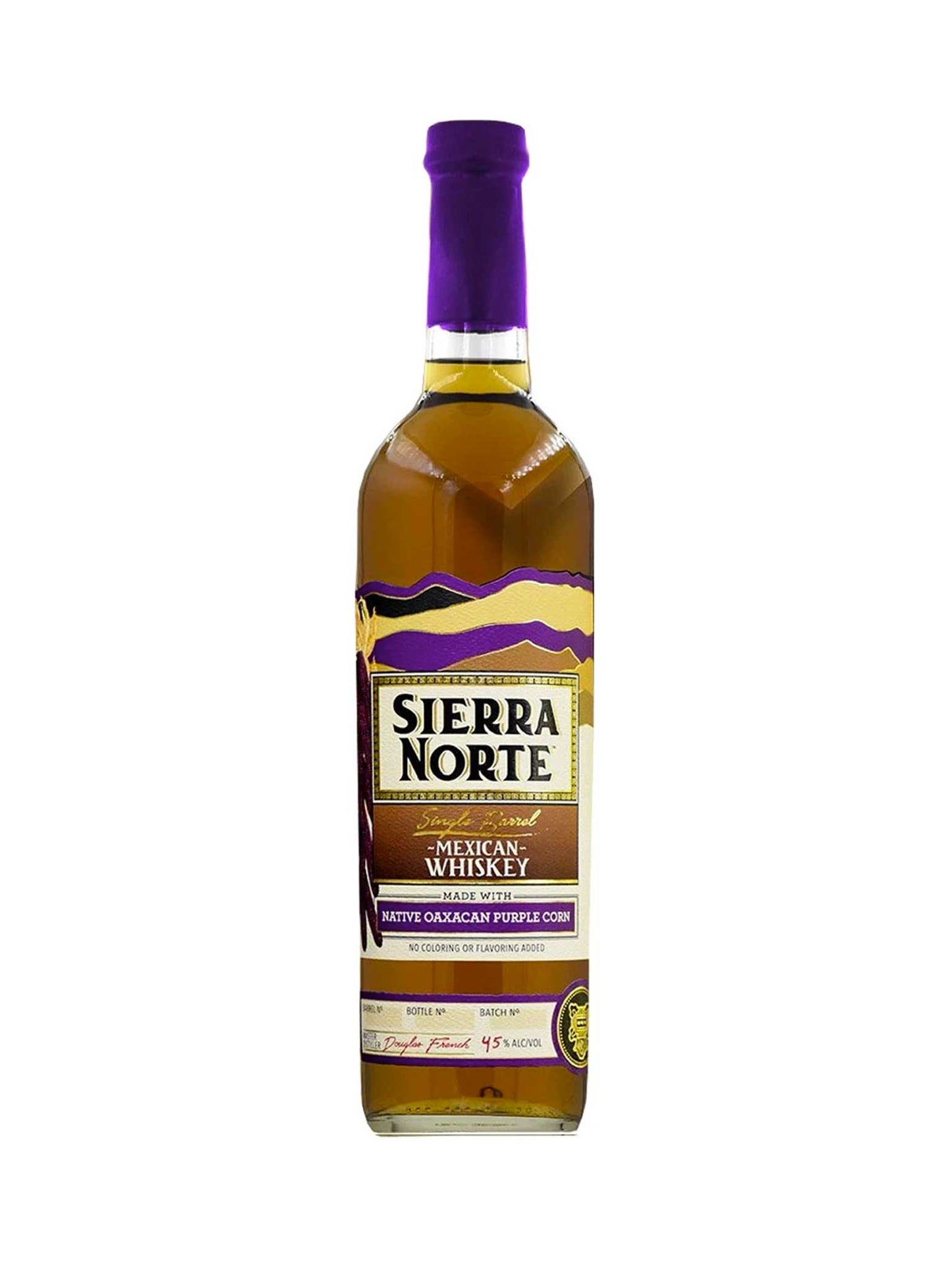 Sierra Norte Single Barrel Mexican Whiskey Púrpura 45% ABV 750mL
