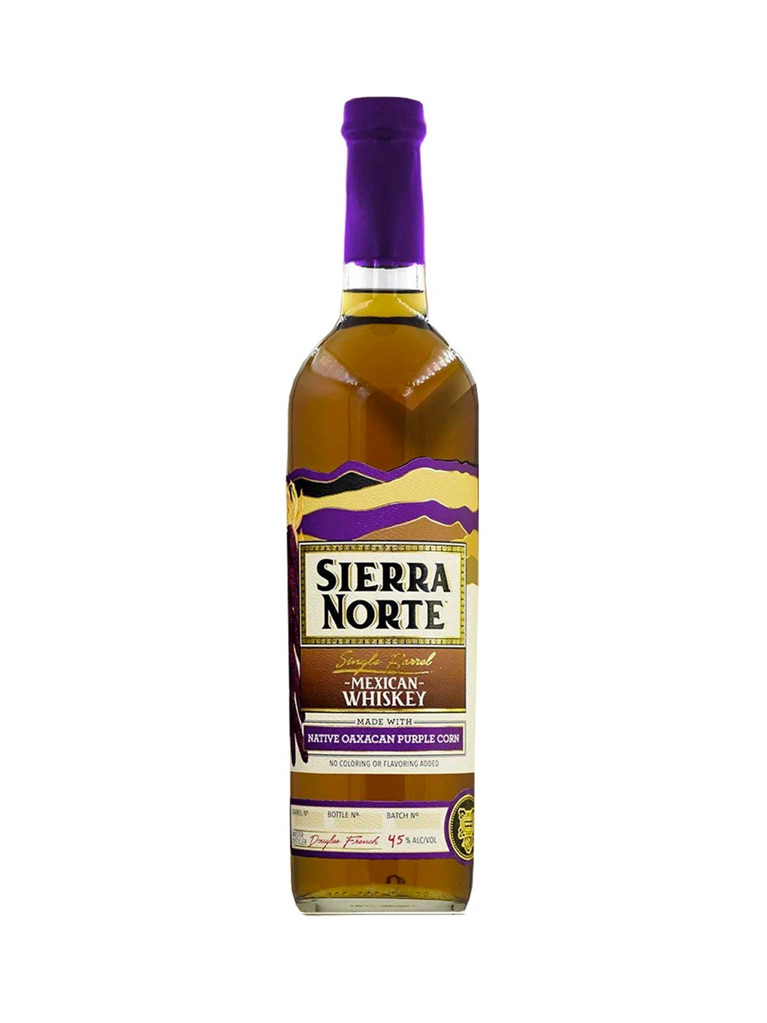 Sierra Norte Single Barrel Mexican Whiskey Púrpura 45% ABV 750mL